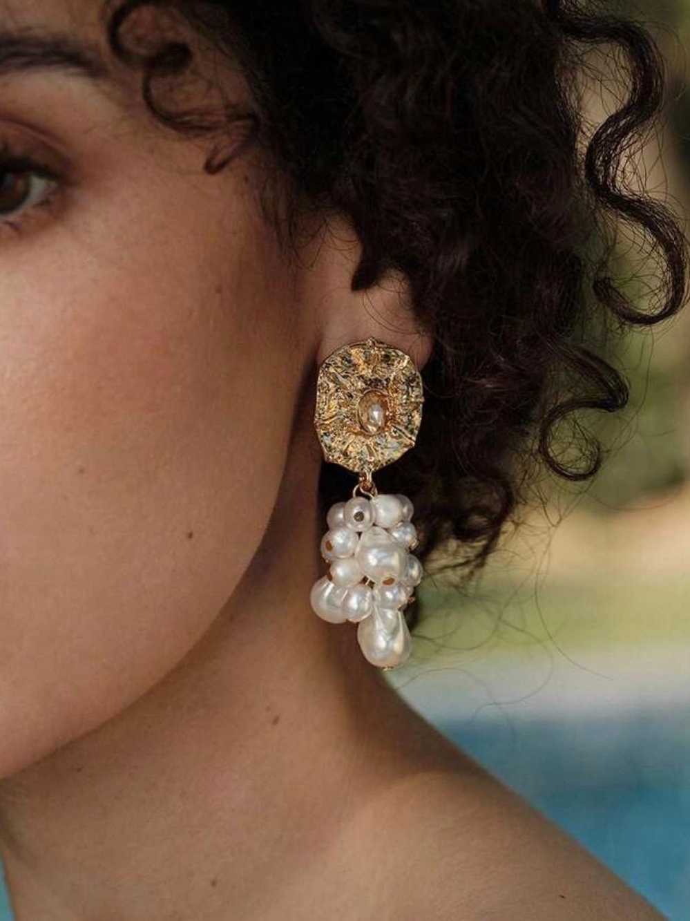 Elegant Pearl Cluster Drop Earrings - Picture 5 of 5
